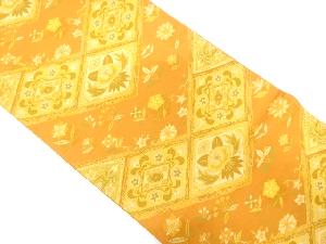 アンティーク　菱に花更紗模様織り出し袋帯（着用可）